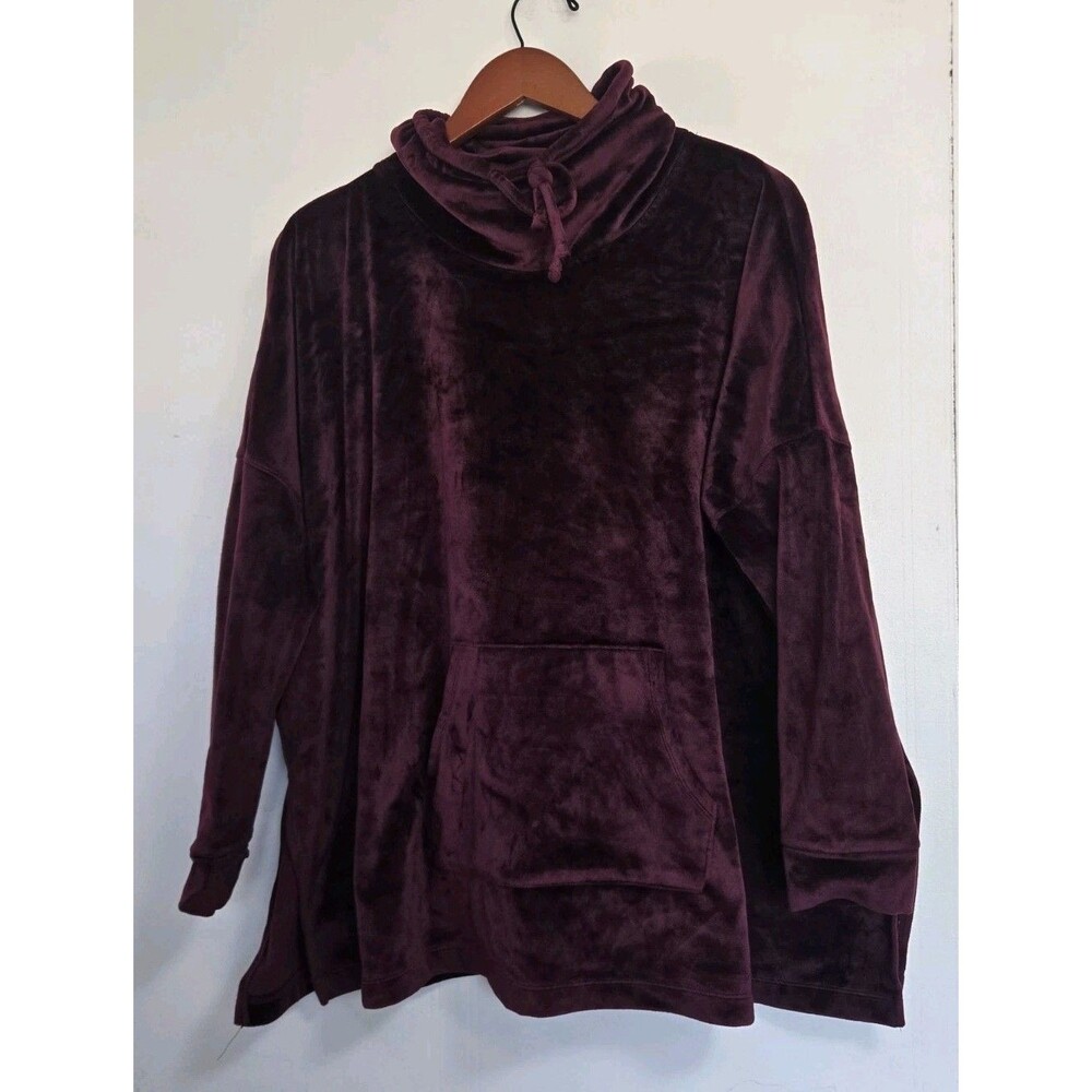 Koolaburra by Ugg Hoodie Womens S Burgundy Velour High Neck‎ Comfort Casual Home